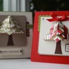 Новогодняя объемная открытка елка оригами
